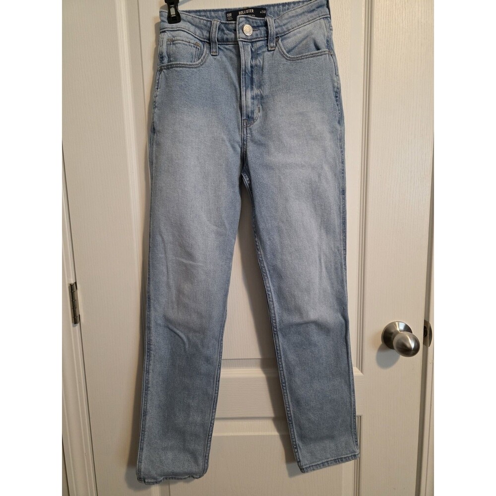 Hollister Women’s Blue Light Wash High Rise Straight Denim Jeans sz 24R (273)